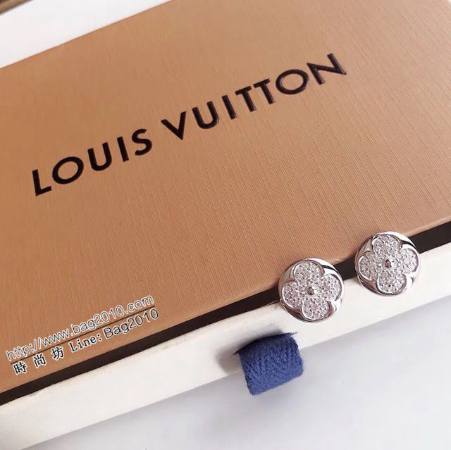 Louis Vuitton純銀飾品 路易威登四葉草滿鑽耳釘 LV925圓形耳環  zglv2169